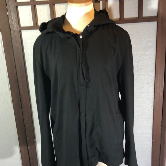 Gap Women's Rayon Black Jacket Blazer Zip up Front Hood  X Large - Picture 1 of 12